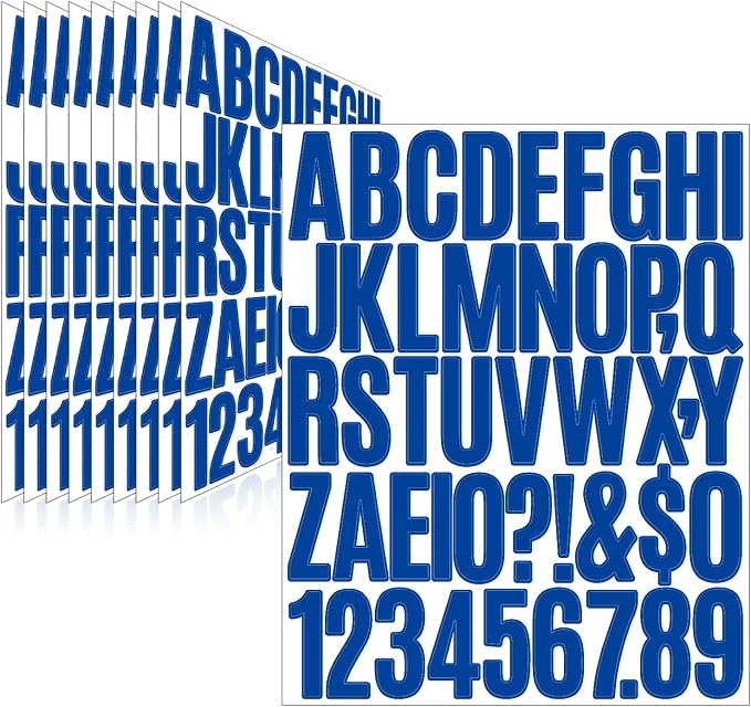 Letter Stickers, Mailbox Numbers, 2 Inch Waterproof Vinyl Alphabet | 2 Inch Blue by Llewyn