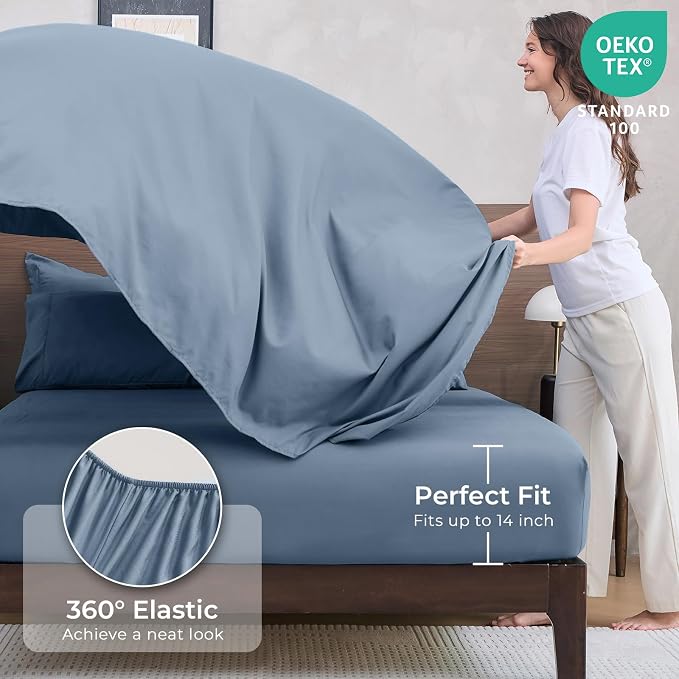 HEVUMYI Dusty Blue King Comforter Set - Image 5