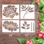 6 Pcs Large Flower Stencils for Painting, 14 X 12 Inch Flower Stencils for - Image 2