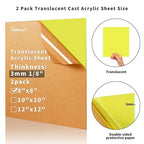 1/8 Thick 8 x 8 inch Translucent Acrylic Sheets - Image 2