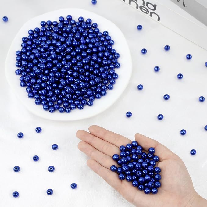 DUQGUHO Blue Beads for Bracelets Pearls for Jewelry Making 8mm Blue Pearl for - Image 5