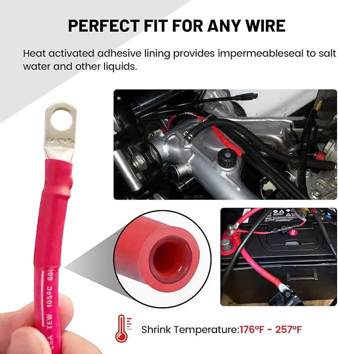 RED WOLF Waterproof Red and Black Heat Shrink Tubing Kit 270PCS, 3:1 Shrinkage - Image 2