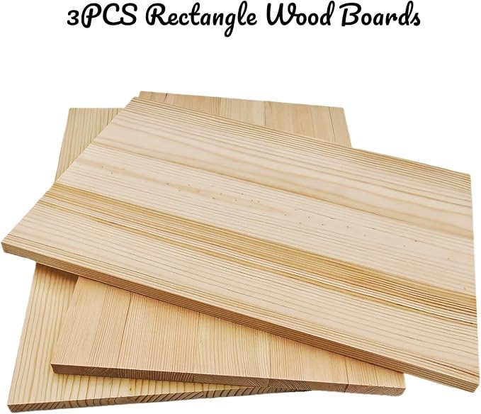 3PCS Rectangle Wood Boards Unfinished Wood Blocks - Image 2