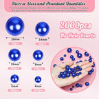 2000PCS Pearls for Crafting, RoyalBlue No Hole Beads for Centerpieces Vases - Image 2