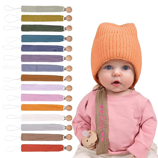 Personalized Bohemian Pacifier Clip Embroidered with Name is The Perfect Newborn Gift Made from eco-Friendly Bamboo! (Inulin)