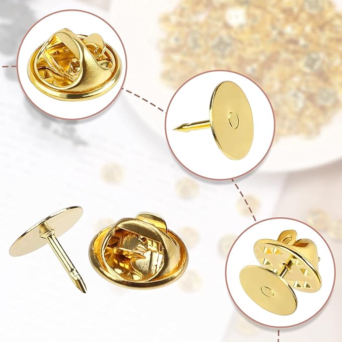 JANYUN 120 Pairs Butterfly Clutch Tie Tacks Pin Back Blank Metal Locking | - Image 3