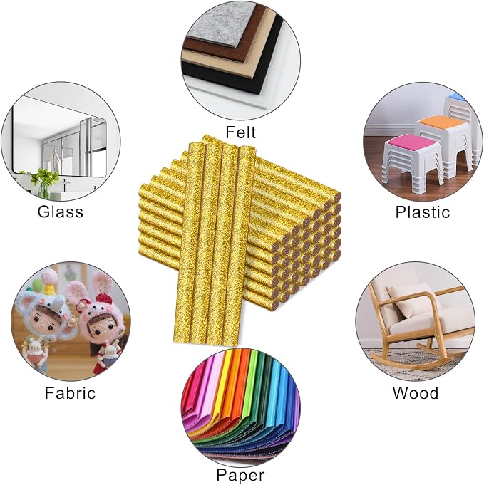 Manarty Glitter Gold Hot Glue Stick, Adhesive EVA Glue Sticks Standard - Image 7
