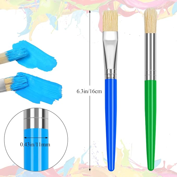 14 Pcs Paint Brushes for Kids, Round and Flat Kids Paint Brushes, Easy Hold and - Image 2