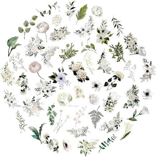 100 Pcs Daisy Camellia Stickers, 50 Patterns - Image 2