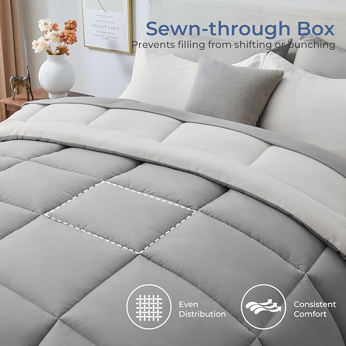 Sasttie Full Size Comforter Sets, 7 Pieces Reversible Bed in a Bag Full - Image 3