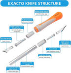 16-Piece Exacto Knife Set: 3 Hobby Knives &13 Industrial-Grade SK5 Steel Blades - Image 3