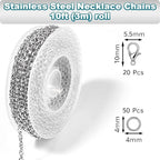 Jishi 33ft Silver Stainless Steel Chain 2mm Jewelry Necklace Link Cable Chain - Image 2