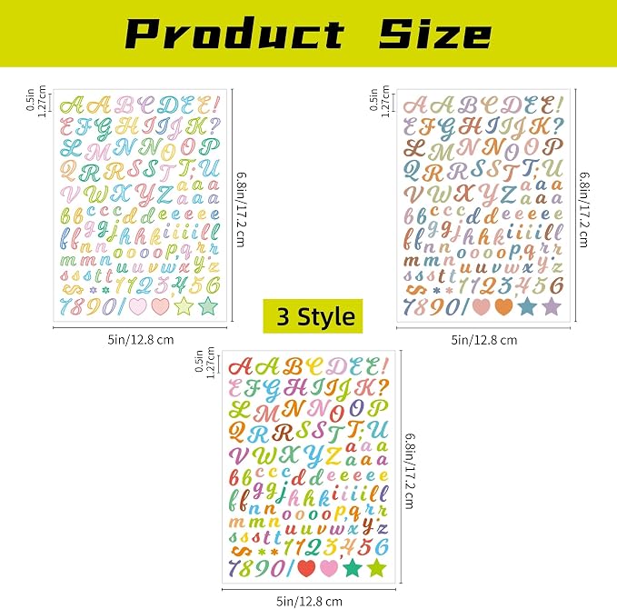 3040Pcs 20 Sheets Small Letter Number Stickers, 1/2inch Colorful Self-Adhesive - Image 2