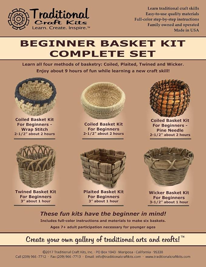 Traditional Craft Kits Beginner Basket Weaving Kit Set of 6 | DIY Basket Making - Image 5
