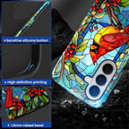 for Samsung Galaxy S26 Case, Stained Glass Cardinal Bird Pattern Glossy 2 in 1 - Image 4