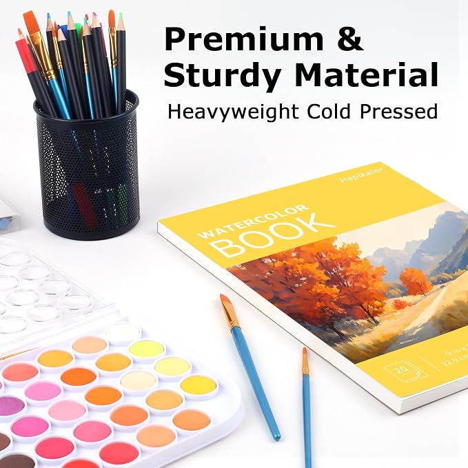 Watercolor Paper Pad 9x12, 140lb/300gsm Cold Press Drawing Paper, 20 Sheets - Image 4