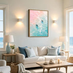 Framed Pastel Sea Turtle Canvas Wall Art Dreamy Pink Turquoise Ocean Turtle - Image 6