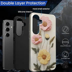 Case for Samsung Galaxy S25 Case, Faux Embroidery Boho Floral Design Hybrid - Image 6