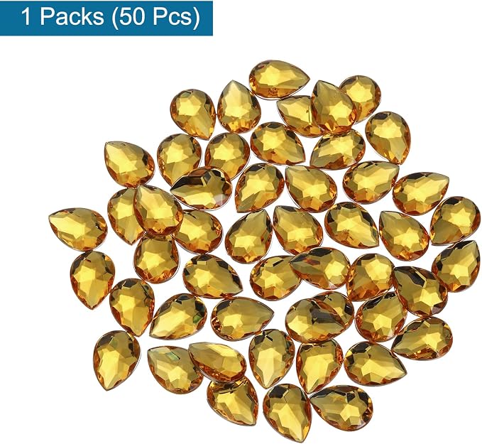 MECCANIXITY 50PCS Flat Back Acrylic Teardrop Gems 18x25mm Artificial Rhinestones - Image 3