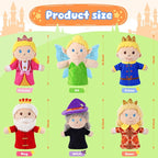 6 Pcs Castle Hand Puppets Fairy Tales Queen & King, Princess & Prince, Elf & - Image 3