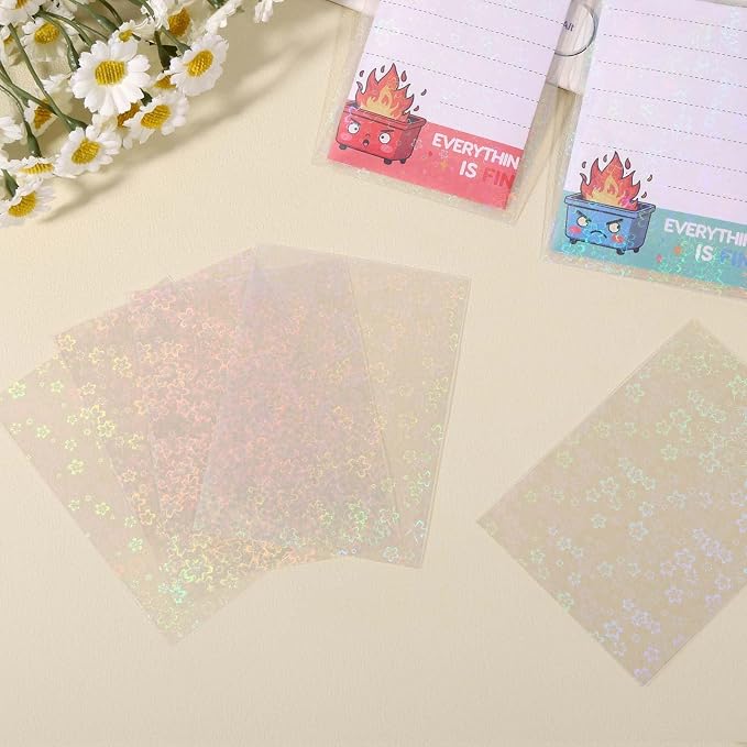 Penitue Photocard Sleeves, 9.1x6.5cm/3.58x2.56in Laser Flashing Card Sleeves - Image 3