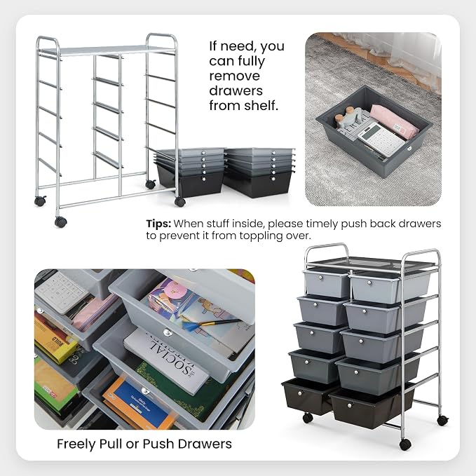 BECOMFORT 10-Drawer Rolling Cart - Image 4