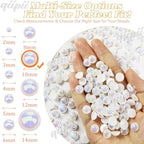 qiipii 220PCS 10mm White AB Round Half Round Pearls - Image 3