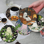 8 Pcs Halloween Diamond Art Coasters Kits - Image 4