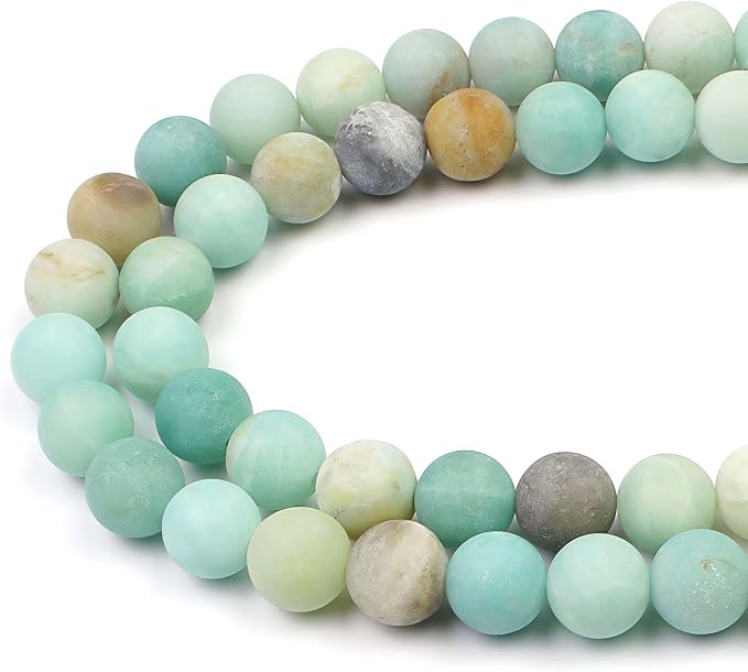 MJDCB Natural Matte Amazonite Round Loose Beads by MJDCB