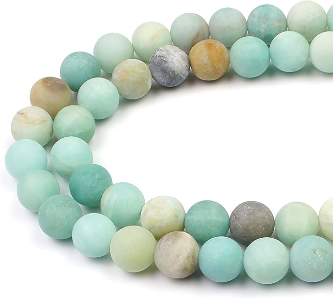 MJDCB Natural Matte Amazonite Round Loose Beads by MJDCB