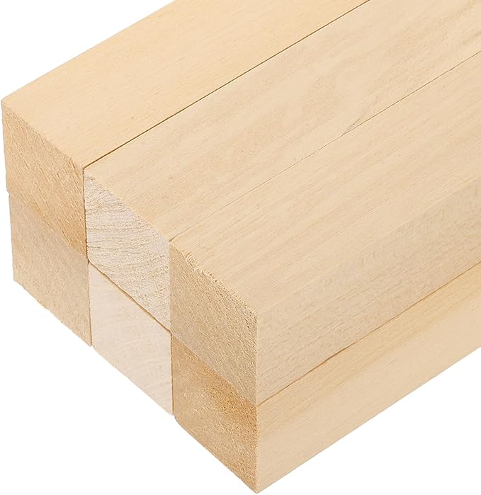 MECCANIXITY 6Pcs Basswood Sticks, 1.6" x 1.6" x 4" Square Wooden Dowel Rods by MECCANIXITY