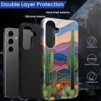 for Samsung Galaxy S24 Case, Stained Glass Cactus Pattern Glossy 2 in 1 - Image 3