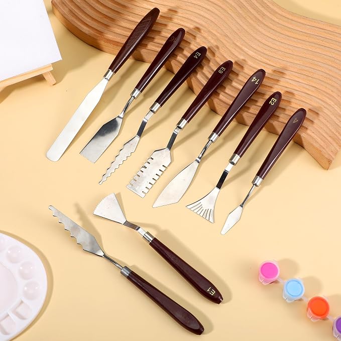 27 Pcs Palette Knife Set, Stainless Steel Painting Knife Set Wood Handle - Image 6