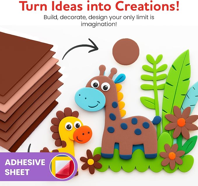 Self-Adhesive EVA Foam Sheets for Crafts – 2mm Thickness 8 Brown Sheets - Image 6