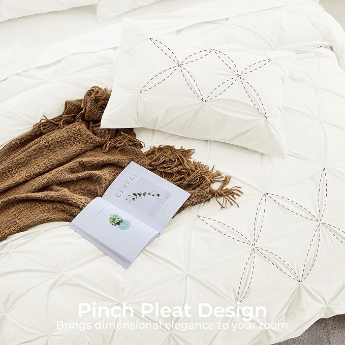 Sasttie California King Comforter Set, 7-Piece Bed in a Bag, Pintuck Bedding - Image 4