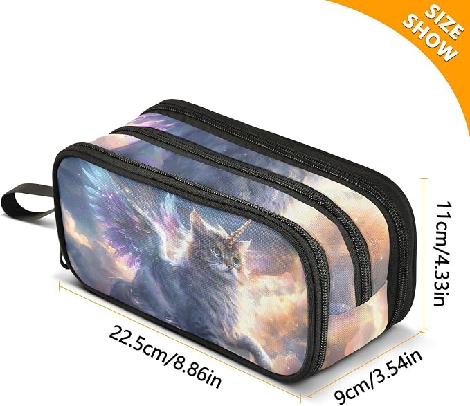 Unicorn Cat with Wings Pencil Case Box Boys Girls Large Pencil Pouch Zipper - Image 7