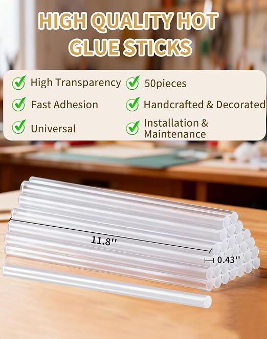 Full Size Hot Glue Sticks, 11.8" x 0.43" Clear Glue Gun Sticks | Perfect - Image 4