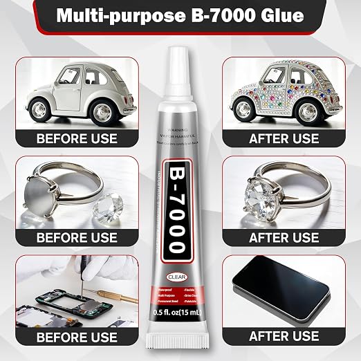 ALECPEA B7000 Bedazzling Glue, 16 Pack 15ml Clear Rhinestone Adhesive - Image 3