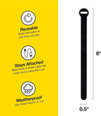 Self-Gripping Cable Ties by Wrap-It Storage, 8 Inch Straps – Reusable Hook and - Image 2