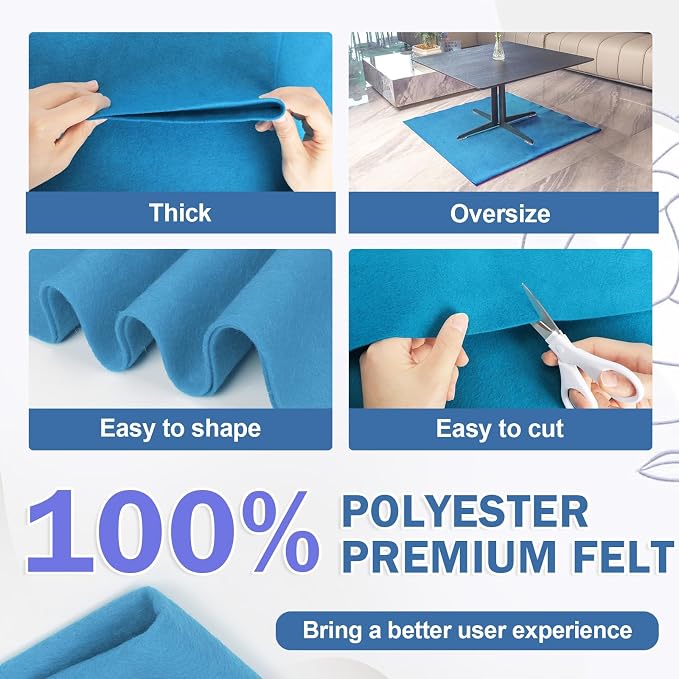 XSEINO Sky Blue Large Felt Fabric 36" X 36 ", 1.4 mm Thick Soft Felt Fabric - Image 4