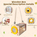 Wooden Insect Observation Kit for Kids, Insect Habitat Cage, Butterfly Net - Image 3