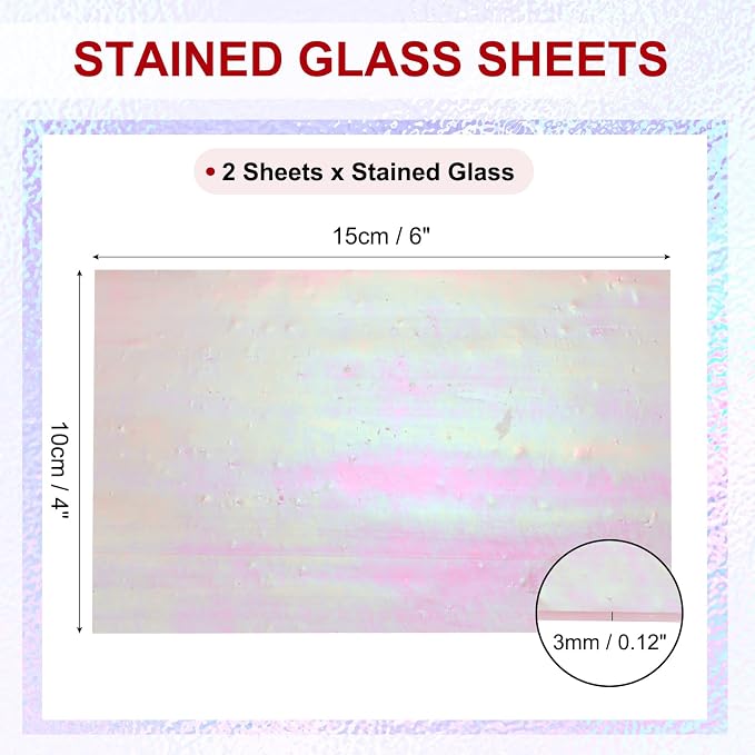PATIKIL 4 x 6 Inch Transparent Stained Glass Sheets, 2 Sheets Mosaic Glass - Image 2