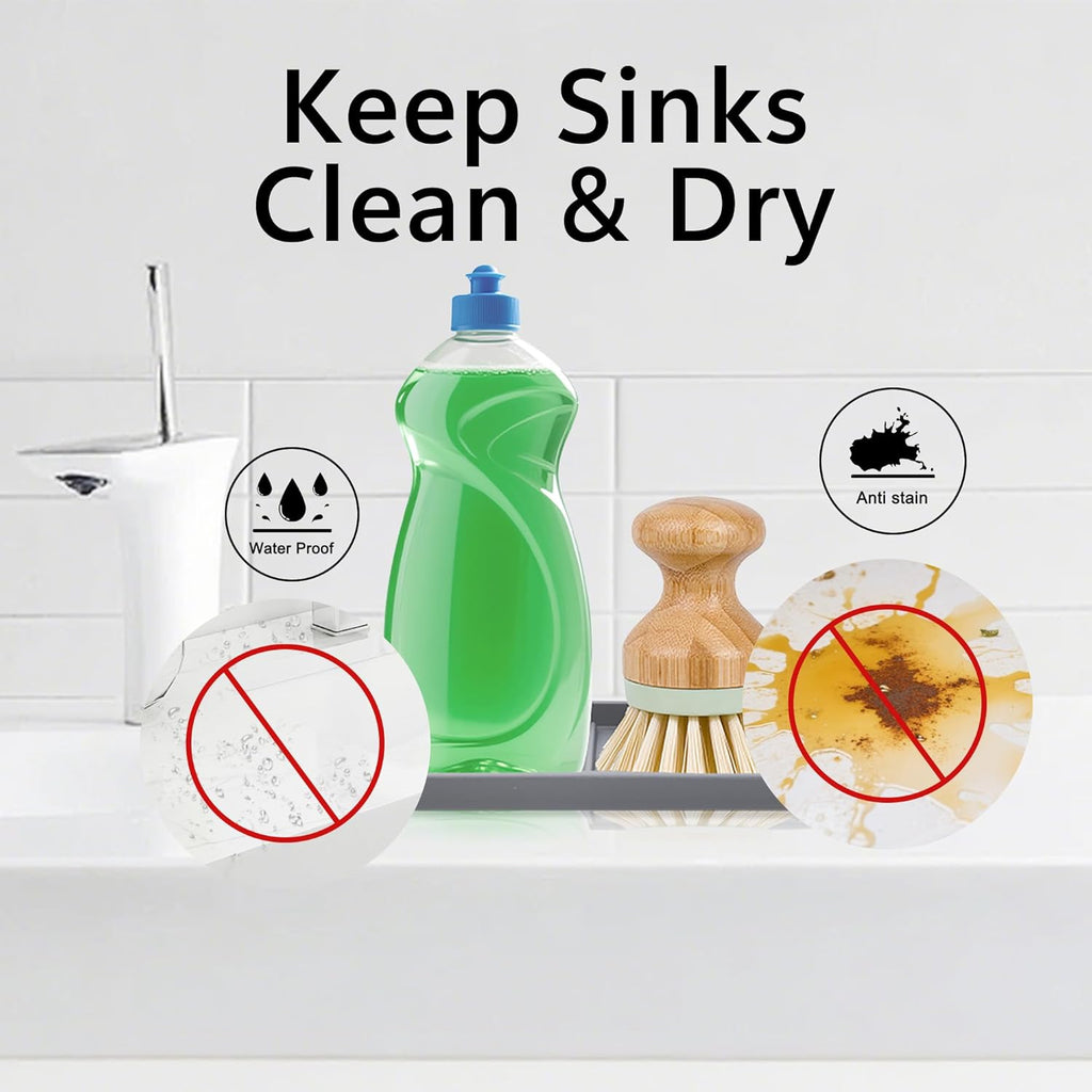 Mofason Silicone Soap Tray, Bathroom Kitchen Finishing Tray, Kitchen Sink with Soap Rack, Sponge Tray, Soap and Sponge Sink Organizer（Mist, 2 Pack）