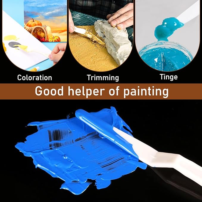 30 Pcs Paint Spatula Tools Plastic Painting Palette Knives White Art Artist - Image 5