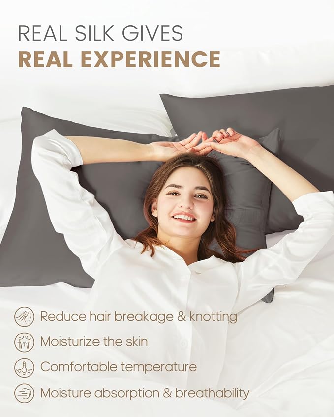 THXSILK Set of 2 Mulberry Silk Pillow Cases, 100% Mulberry Silk Pillowcase - Image 3