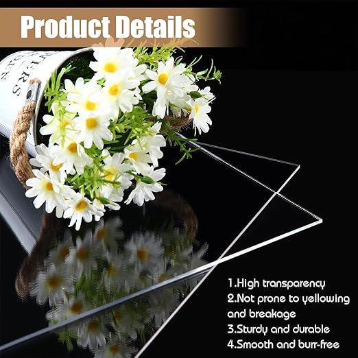 Wesiti 10 Pieces Clear Acrylic Sheet Cast 1/8" - Image 3