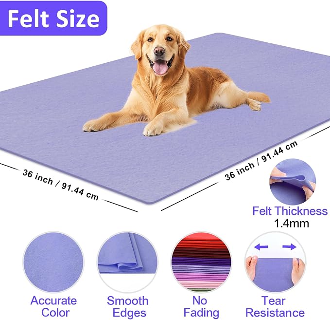 XSEINO Lavender Large Felt Fabric 36" X 36 ", 1.4 mm Thick Soft Felt Fabric - Image 2