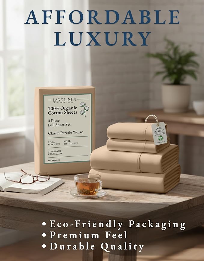 LANE LINEN 100% Organic Cotton Sheets Set, Pure Organic Cotton Long- Staple - Image 8
