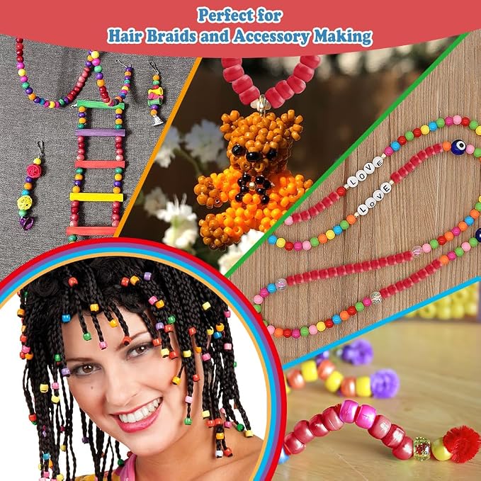 QPIXVB 1100PCS Red Pony Beads, Beads - Image 5