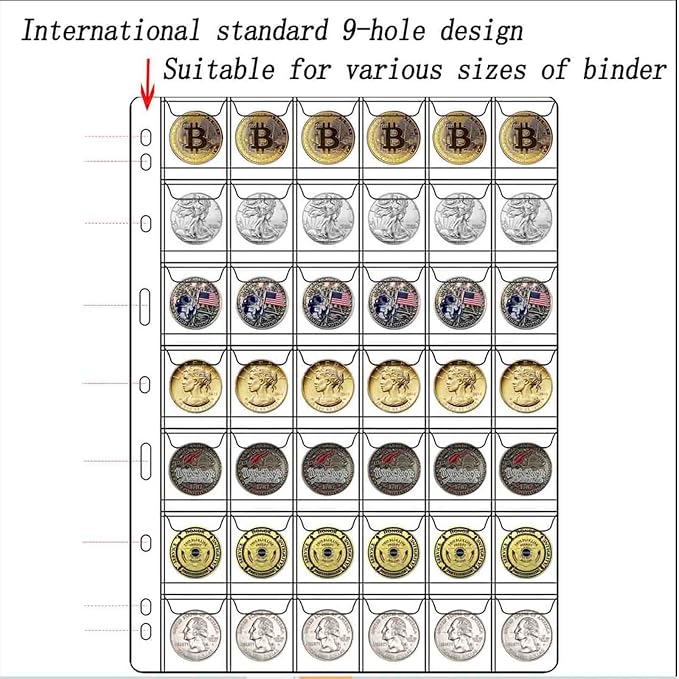 462 Pockets Coin Binder Collection Supplies Pages, Standard 9 Hole Coin - Image 4